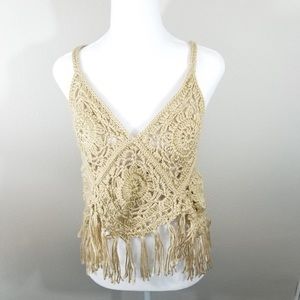 Vintage hand crochet hippie tank
